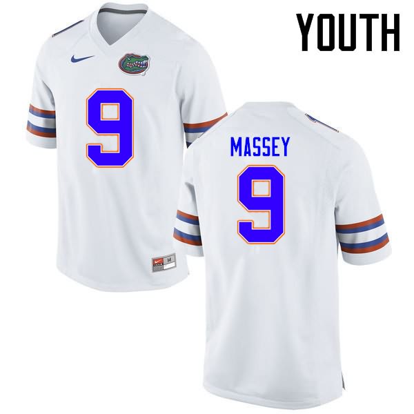 Youth NCAA Florida Gators Dre Massey #9 Stitched Authentic Nike White College Football Jersey ETK1865WO